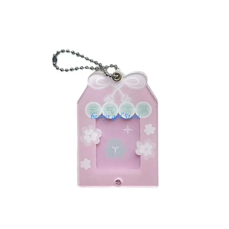 C7AB Lucky Photo Card Cover Acrylic Card Protector Sleeve Keychain Pendant