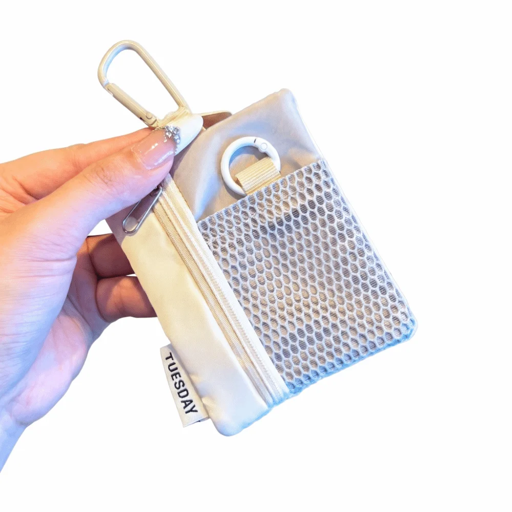 Zipper Mini Canvas Pouch Color Block Minimalist Design Mini Coin Purse Multi-Function Portable Earphone Bag Travel Use