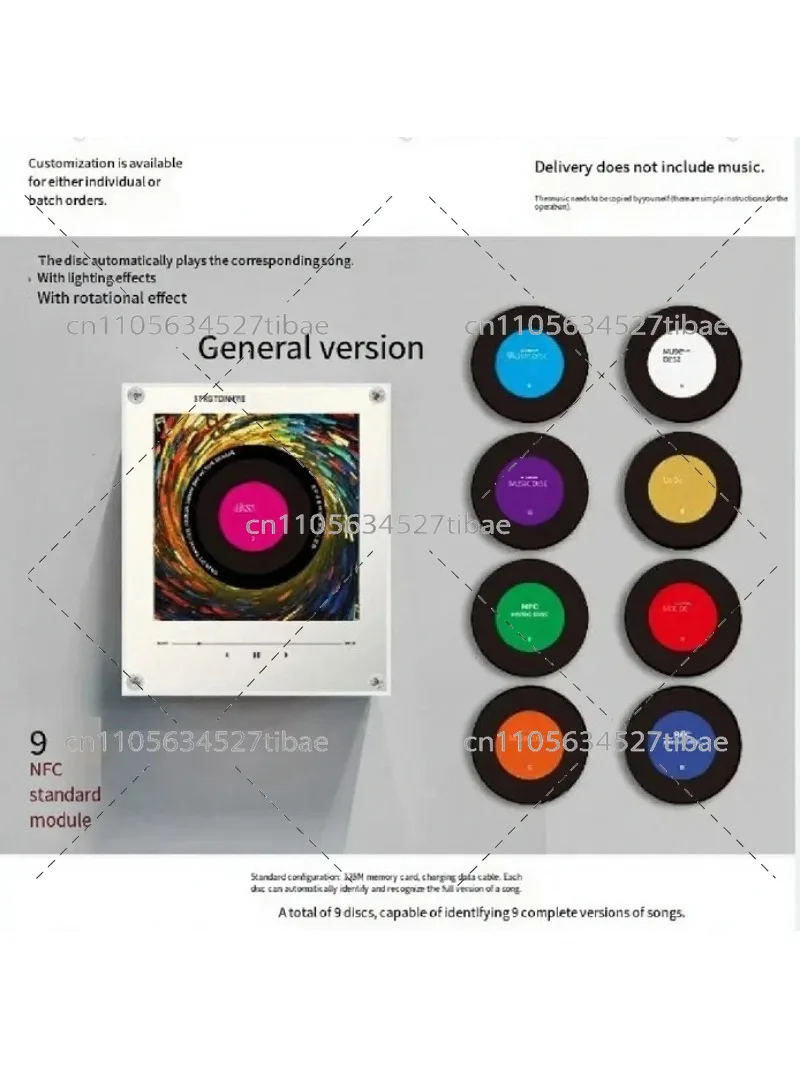Singing Acrylic Jewelry Refrigerator Magnetic Turntable Machine with NFC Sensor, Night Light, 128G Memory Card