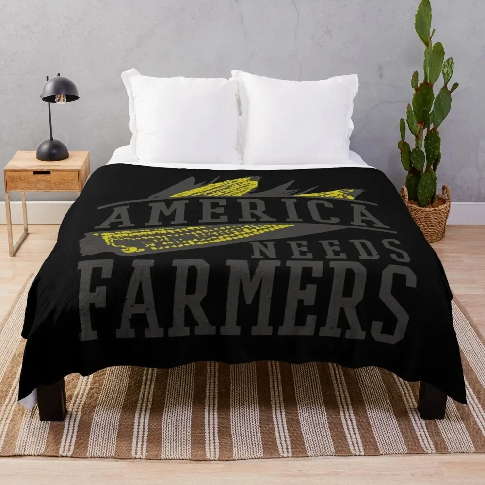 

America Needs Farmers Throw Blanket Thins wednesday bed plaid Vintage Blankets