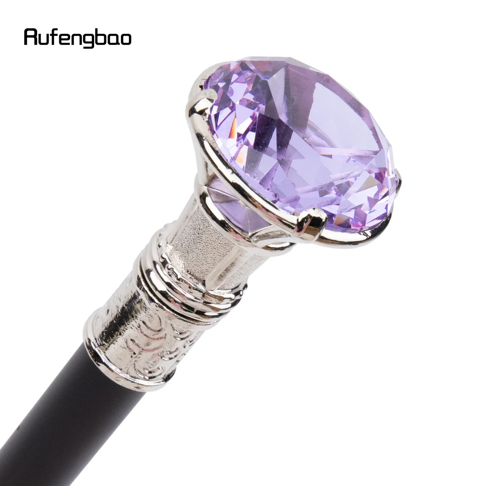 Licht Paarse Diamant Witte Wandelstok Mode Riet Gentleman Elegante Cosplay Riet Knop Crosier 93cm Prestaties Podium Riet