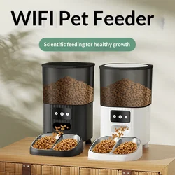 Comedero automático WiFi doble cuenco temporizado para gatos y perros