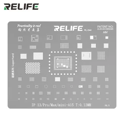 RELIFE RL-044 BGA Reballing Stencil Kit Thickness Tin Mesh Solder Template For IPhone 8 X XS XR 1112 13 14/Pro/ 15/ 16/ 17Pro