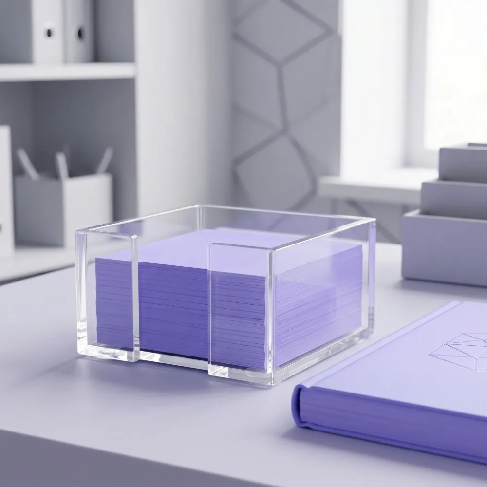 Transparent Sticky Note Holder Crystal Clear Portable Notepad Holder Desk Organization Multi-Functional Desk Organizer
