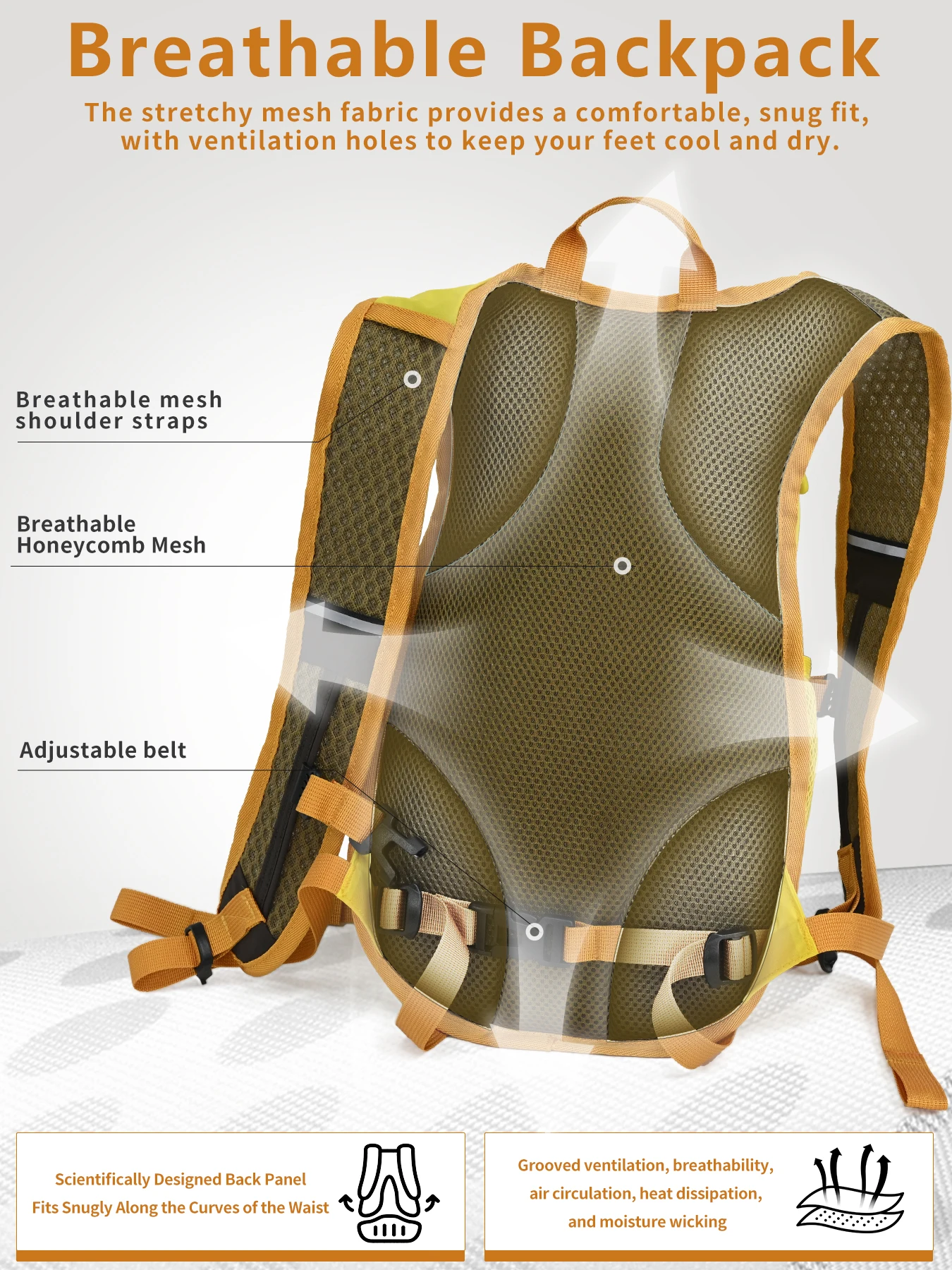 15L leichter Trinkrucksack für Kurzstreckenwanderungen, geeignet für maximal 1,5L Wasserbeutel, wasserabweisendes Gewebe – Detail 5