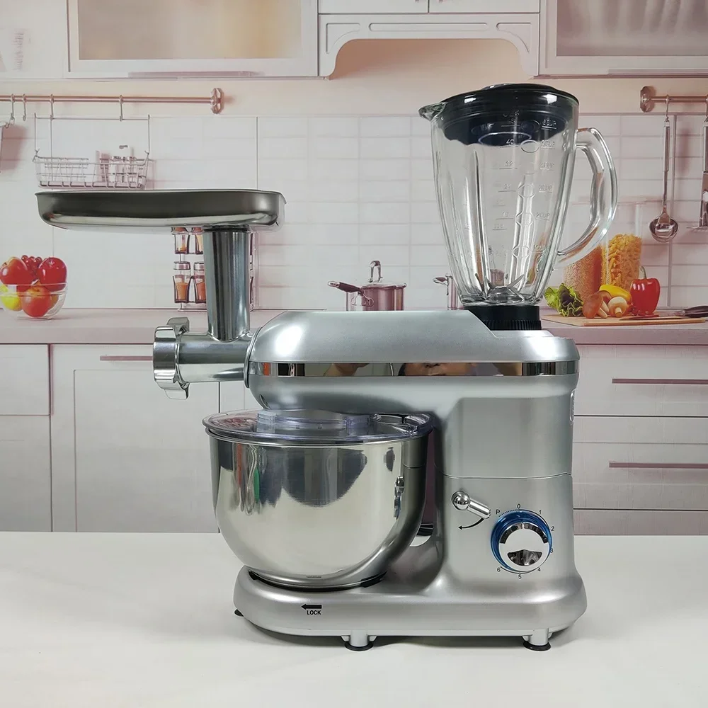 2025 رائجة البيع 3 في 1 المخابز التجارية الغذاء الخبز العجين العجن خلاط كهربائي مع مفرمة اللحم والخلاط