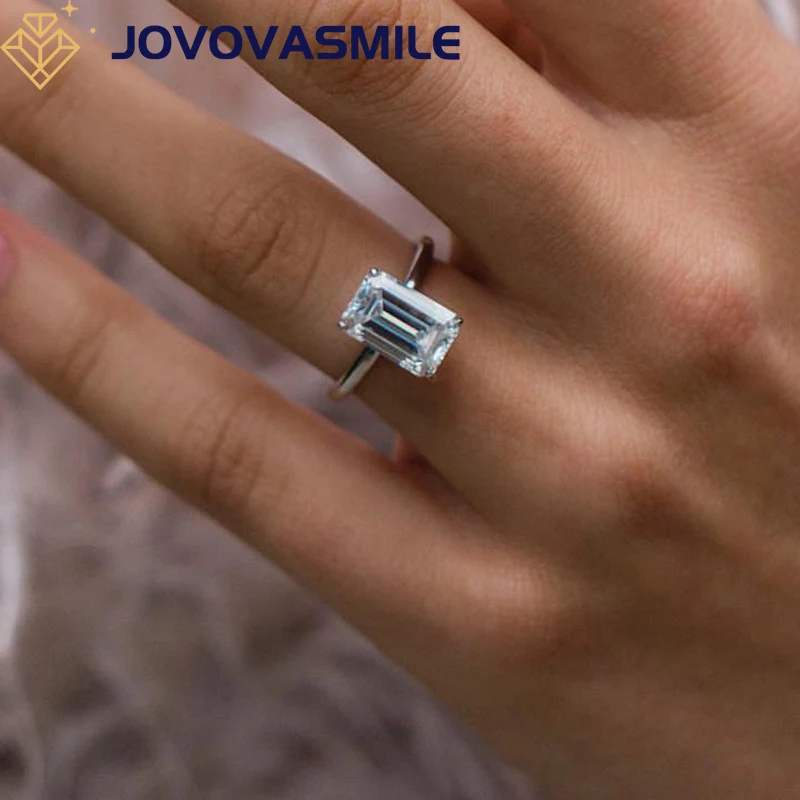 Elongated Emerald Cut 3.5CT Moissanite Solitaire Ring, 10.5×7mm Main Stone, Solid 18K Gold Fine Jewelry, Engagement Wedding Anniversary Bridal Gift For Women view 2
