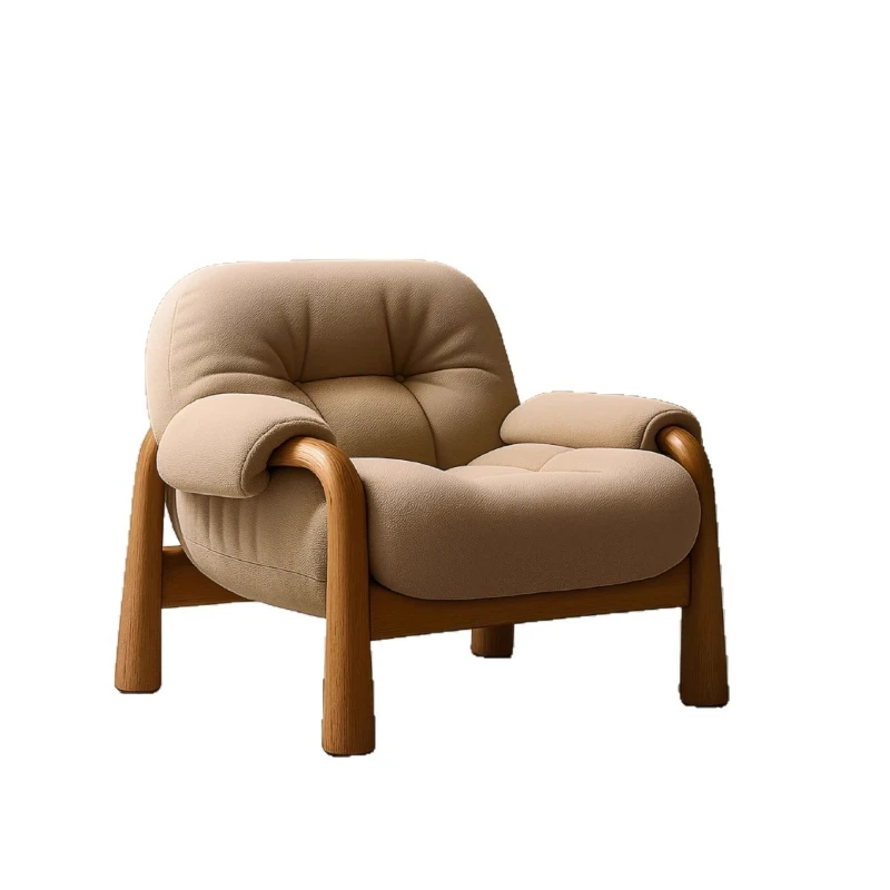 

Wabi Sandy Wind Solid Wood Single Sofa Chair Medieval Single Chair Retro Leisure Living Room B & B Armrest Back Chair