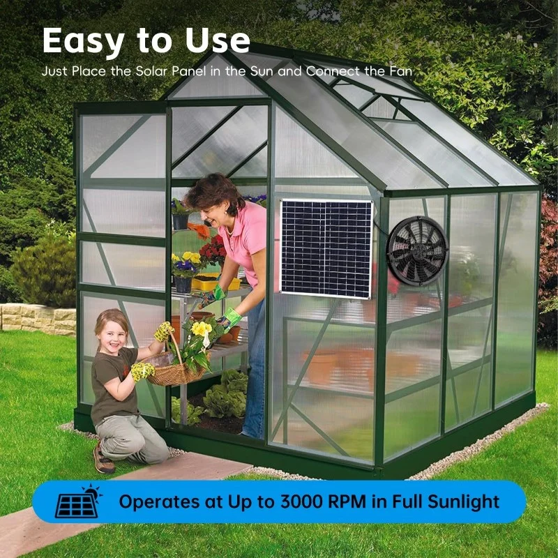 20W Solar Powered Fan For Camping Outdoor Solar Panel Fan Kit 3000 RPM - IP65 Waterproof Versatile For Homes RVs Greenhouses