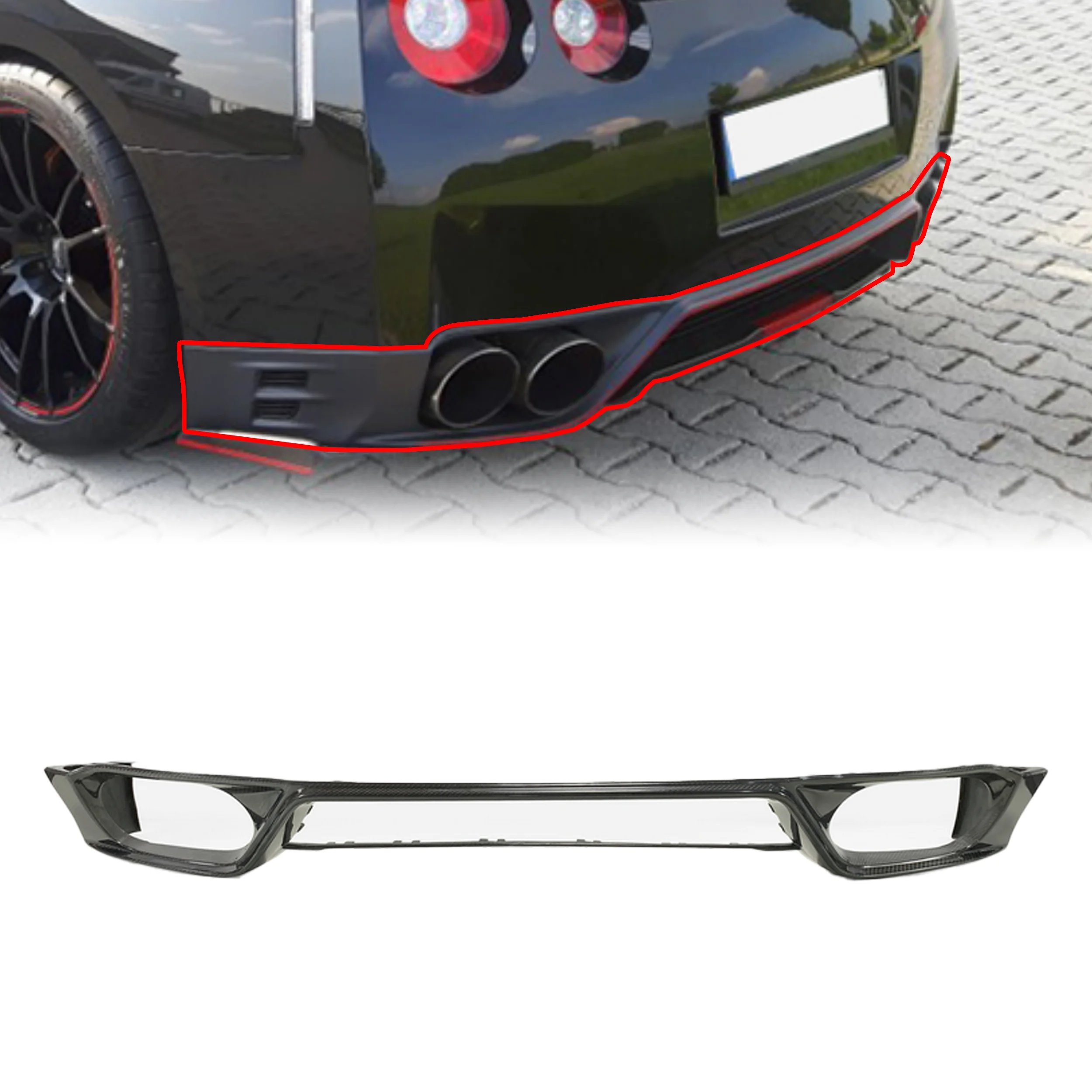 

OEM New Carbon Fiber Rear Bumper Lip for Nissan GTR R35 12-18 Series