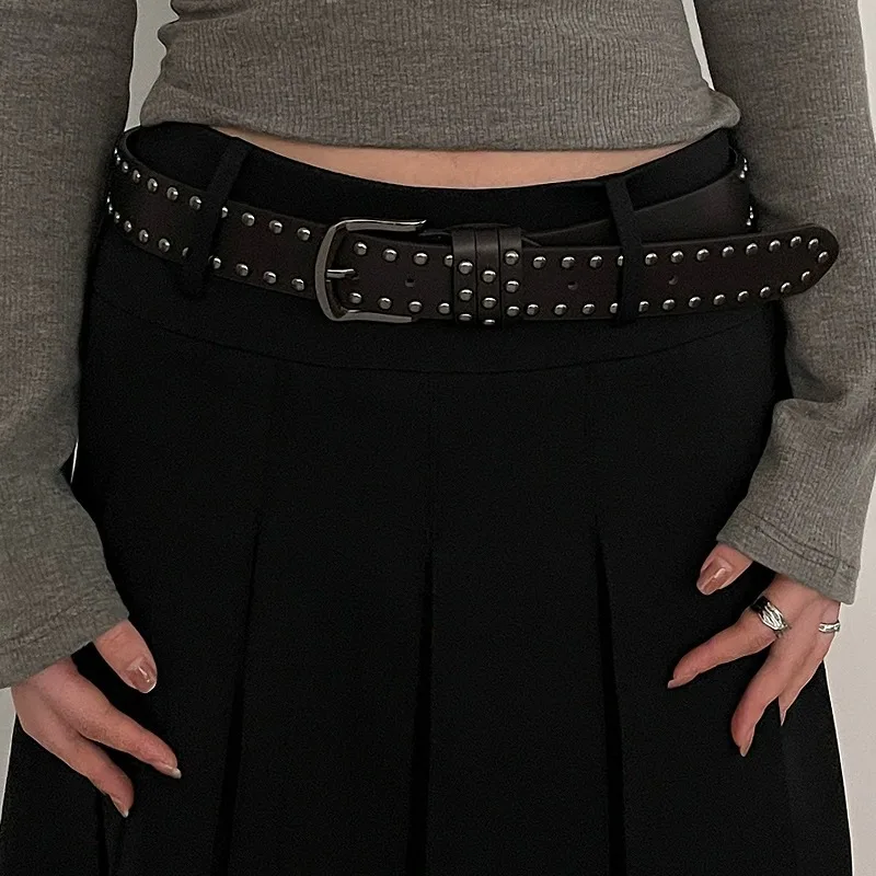 

New Belt Women's Jeans Versatile Women's Belt Fashion Personality Rivet Belt Premium Black Trendy Belts for Women