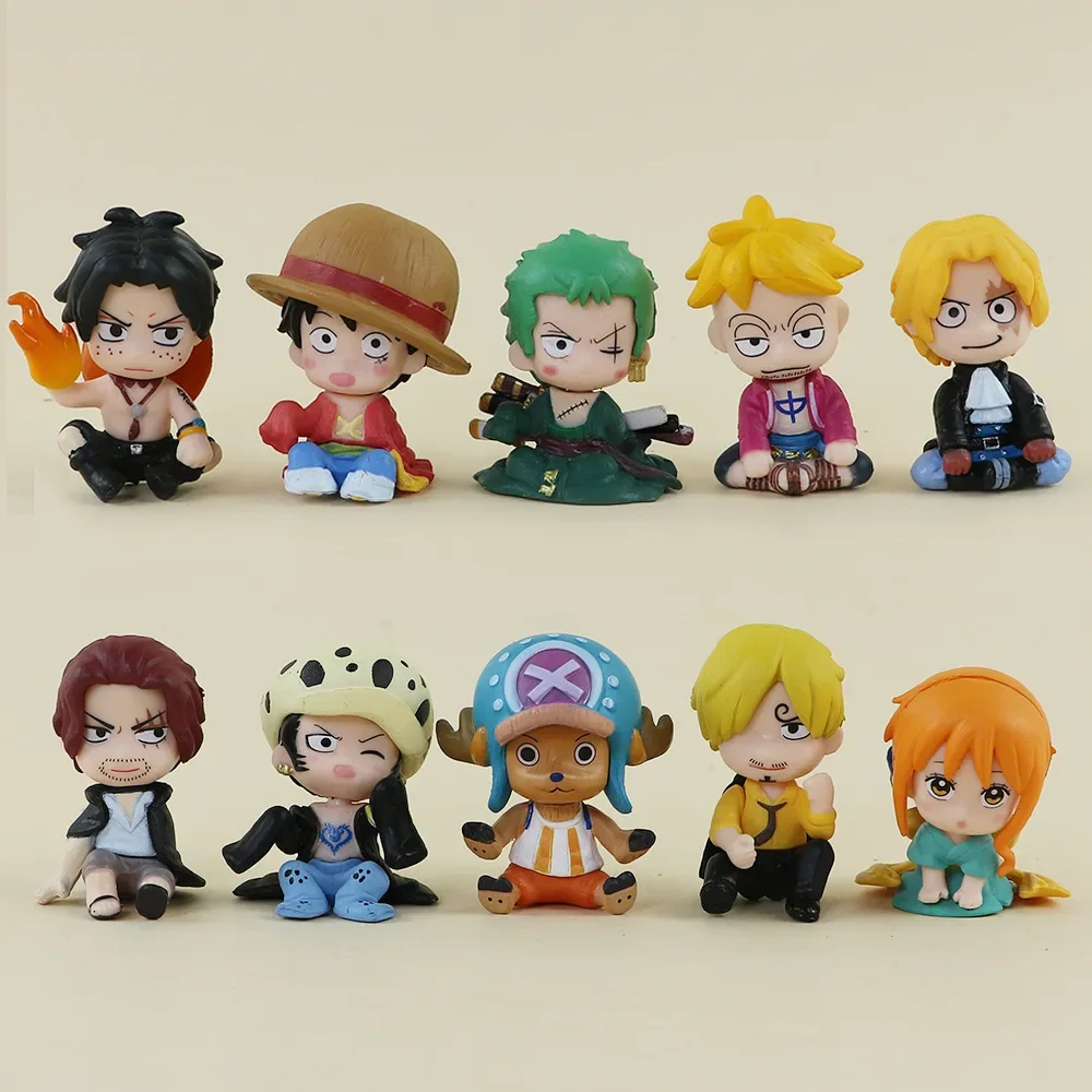 

One Piece Character Toy Luffy Roronoa Zoro 4cm Q Version Action Figure Kawaii Doll Car Decoration PVC Model Gift