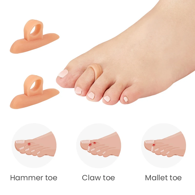 Pexmen 2/4Pcs Soft Gel Hammer Toe Straightener Hammertoe Support Crest Pads for Curled Curved Crooked Claw and Mallet Toes