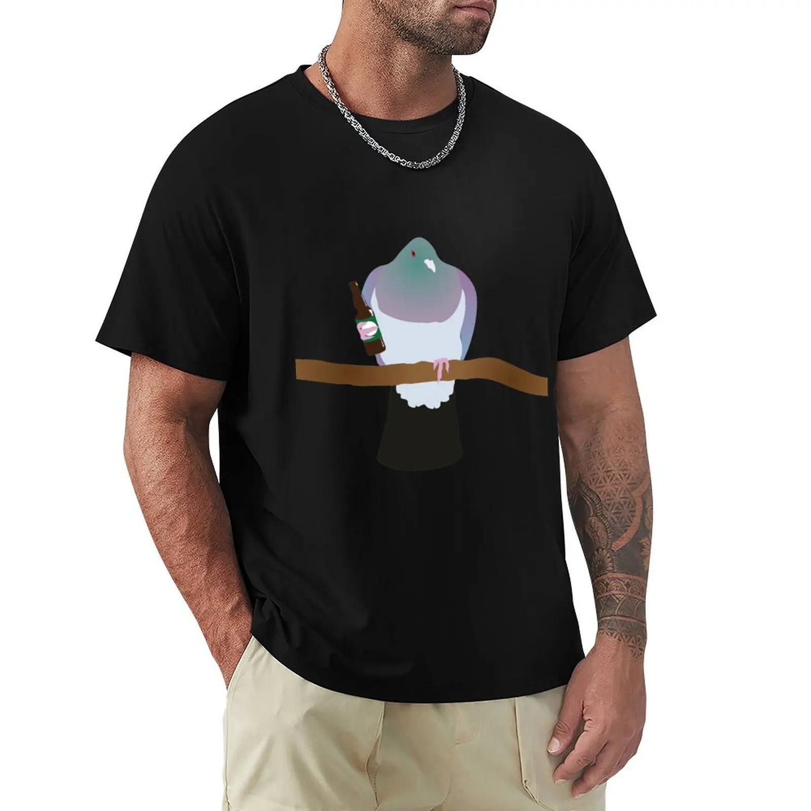 Tipsy Kereru drinking a beer T-Shirt graphic shirts graphic t shirts customs design your own plain fitted t shirts for men