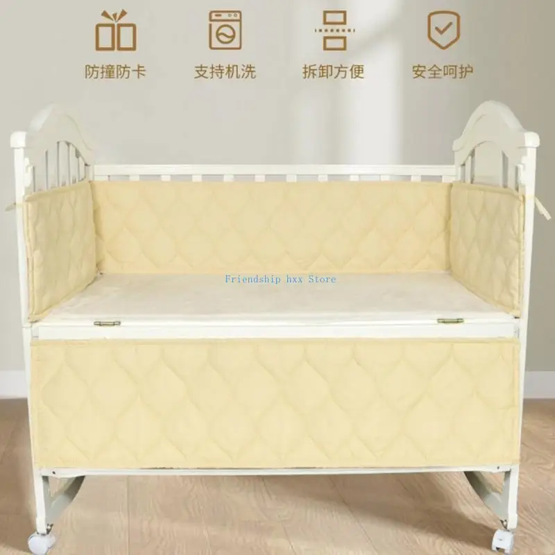 F1CB Baby Crib Liner سهلة التجميع وتفكيك حارس سرير التنفس القابل للتنفس يبقي الطفل سريرًا آمنًا للألوان صلبة.