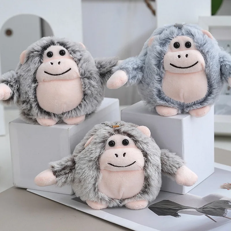 10 cm cartone animato simulato Gorilla peluche ciondolo morbido farcito bambola creativa portachiavi zaino borsa per auto portachiavi decorazione regalo per bambini