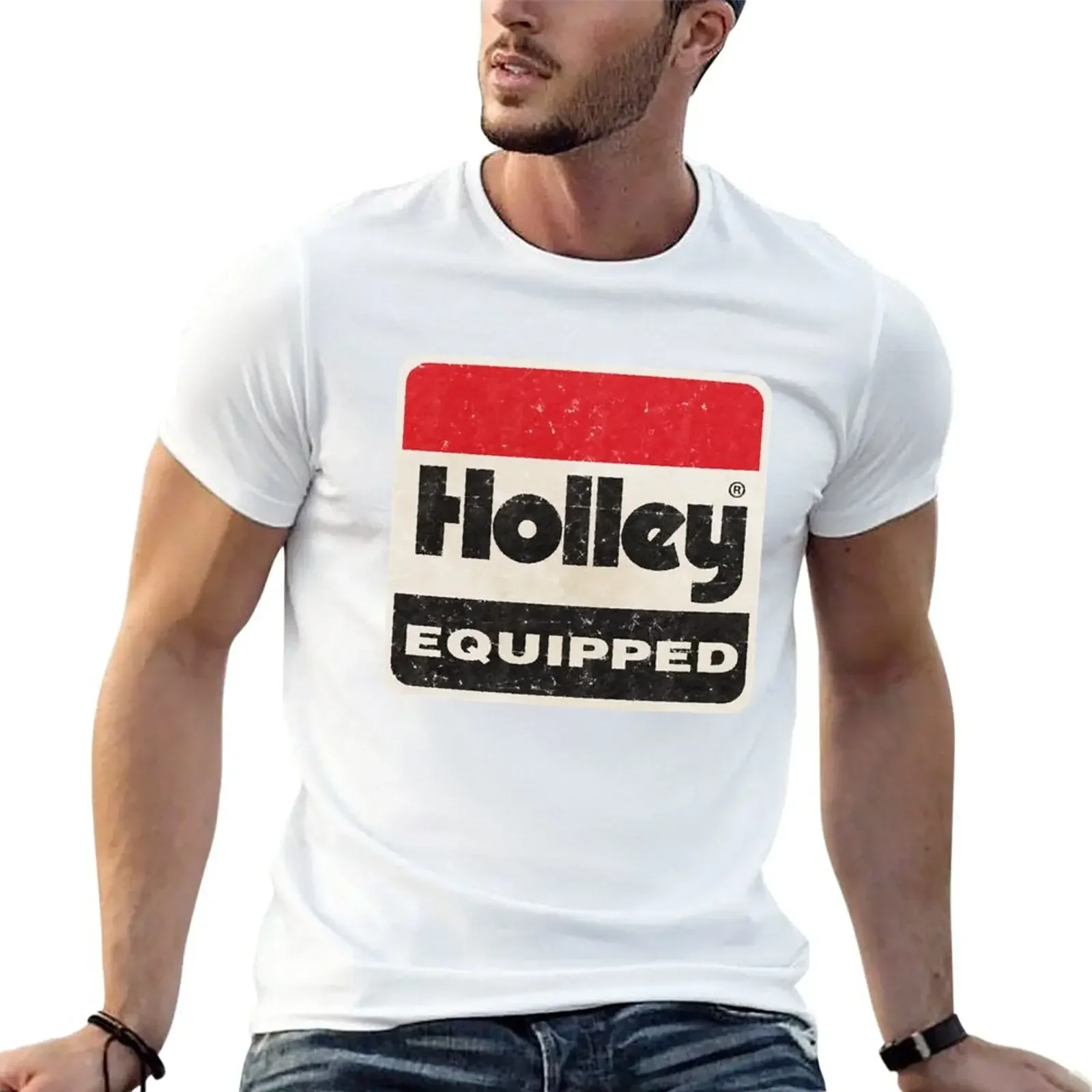 T-Shirt hippie clothes tops mens big and tall t shirts Holley equipped essential t shirt  men clothing  COTTON  streetwear