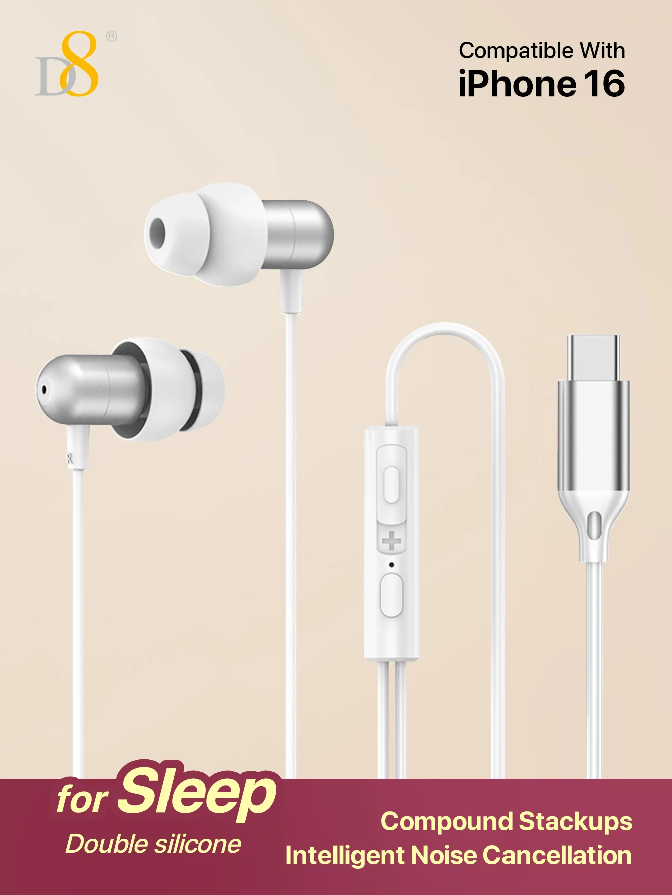 D8 Wired Type C Sle… - image