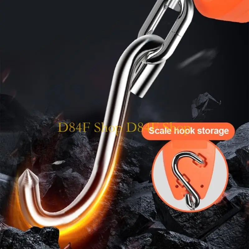D84F Heavy Duty 200kg Waterproof Handheld Digital Scale ABS Housing Clear LCD Display Home Commercial Use Hanging Hook Design