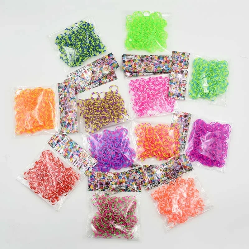 600 Uds. Bandas de telar de goma elásticas, pulsera tejida para niños, juguetes, trenzas trenzadas de goma para niñas, accesorios, artículos para niños, regalos