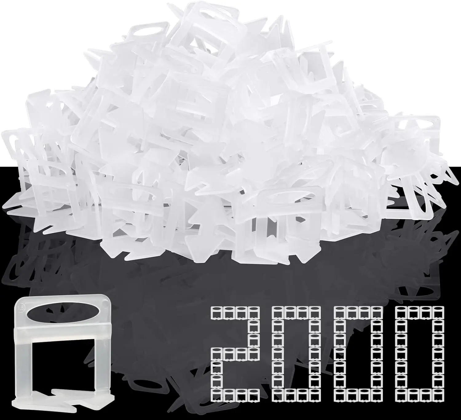 

Система выравнивания плитки на 2000 элементов с прокладками 1/16 дюйма для профессиональной укладки керамической плитки и камня, проста в использовании