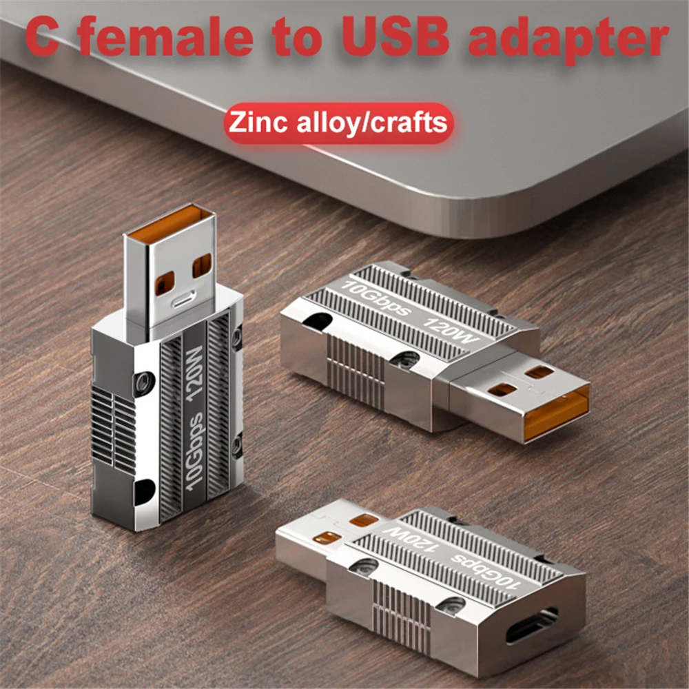 USB C to A OTG Adapter USB 3.1 Gen2 10Gbps Data Transmission USB-A Male to Type-C Female 6A 120W Fast Charging Cable Converter