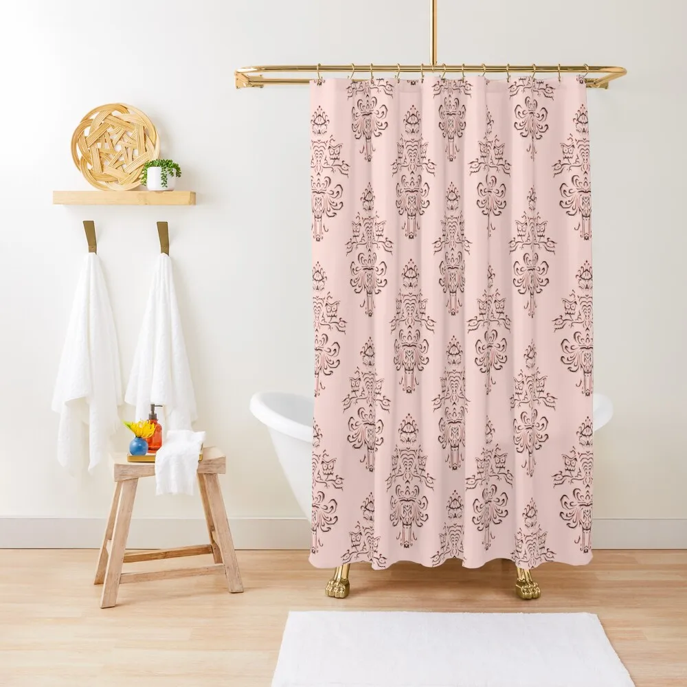 

Rose Gold Haunted Mansion Wallpaper Carving Shower Curtain Bathroom Deco Cute Shower Curtain