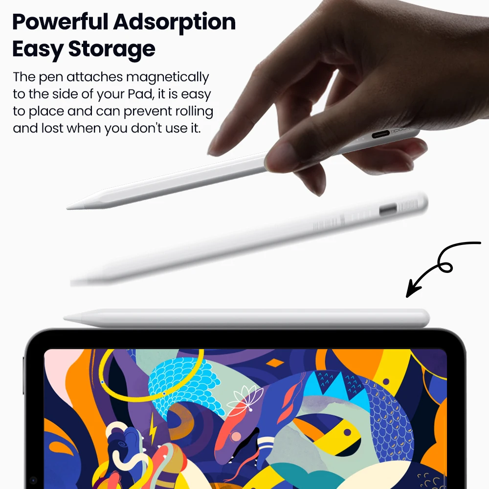 

Toocki P01 Bluetooth Stylus Pen for iPad Pro Air mini Palm Rejection Magnetic Apple Pencil with 2 Replacement POM Nib Pen Tips