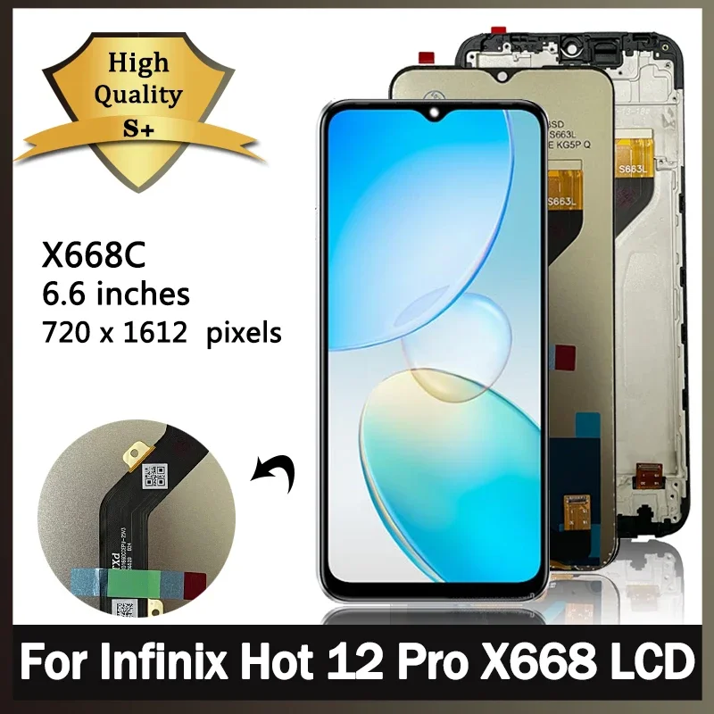 

100% Test For Infinix Hot 12 Pro LCD X688 X668C Display Touch Screen Digitizer Assembly Hot12Pro Display Frame