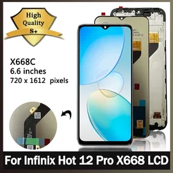 100% Test For Infinix Hot 12 Pro LCD X688 X668C Display Touch Screen Digitizer Assembly Hot12Pro Display Frame