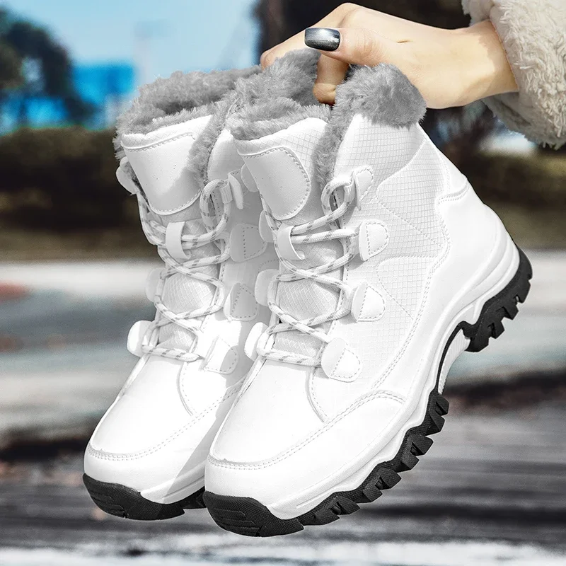 Winter frauen Schnee Stiefel 2024 Neue Outdoor Verdickt Plüsch Weibliche Turnschuhe Schnee Schuh Warme Dicke Sohle Schnee Wasserdichte Baumwolle boot
