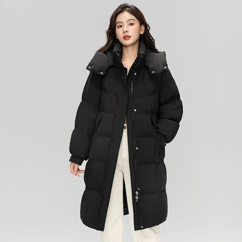 

Women's Down Jacket Hooded Long Parkas Thickened White Duck Down Windproof Warm Jacket Fashionable Versatile Slim Women's Coats