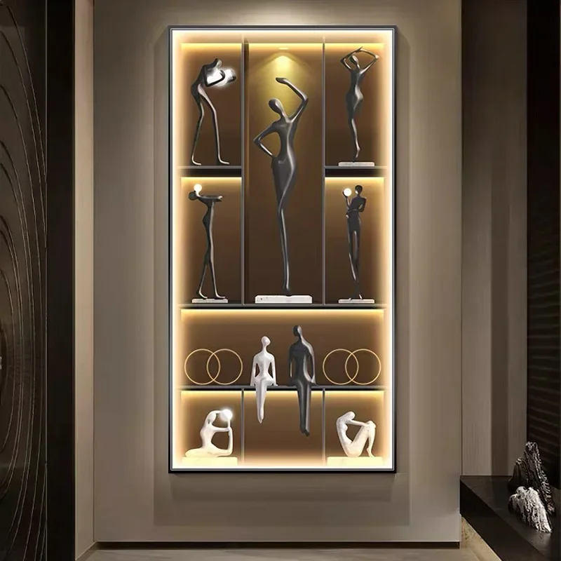 Modern Porch High-end Art Hanging Painting Corridor Living Room Sofa Decoration Lighting With Remote Control Luminous Wall Mural