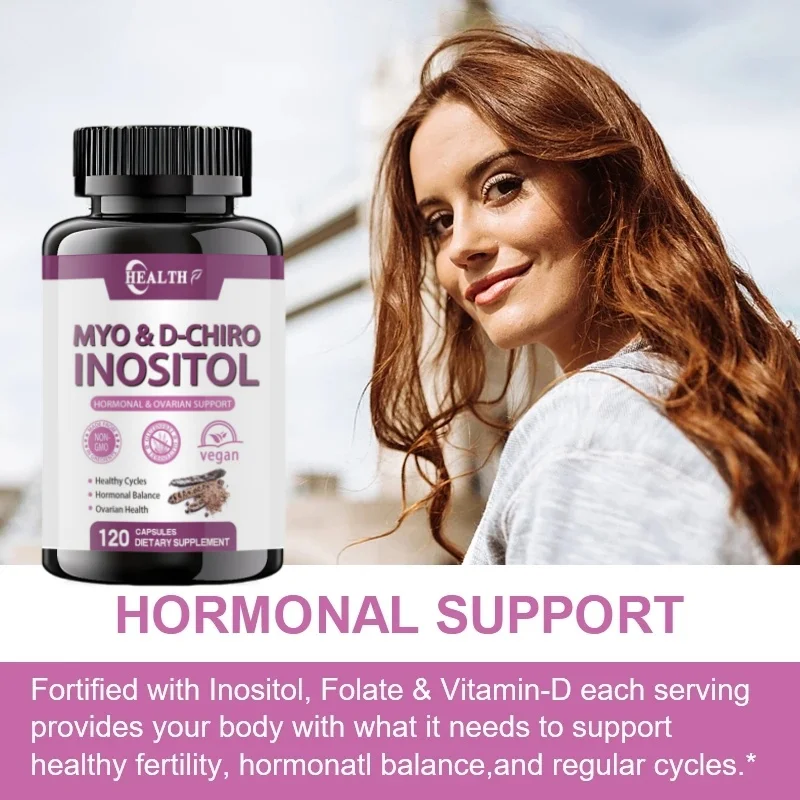 HEALTH Myo DChiro Inositol Capsules with Folate for Ovarian Function Hormone Balance Fertility