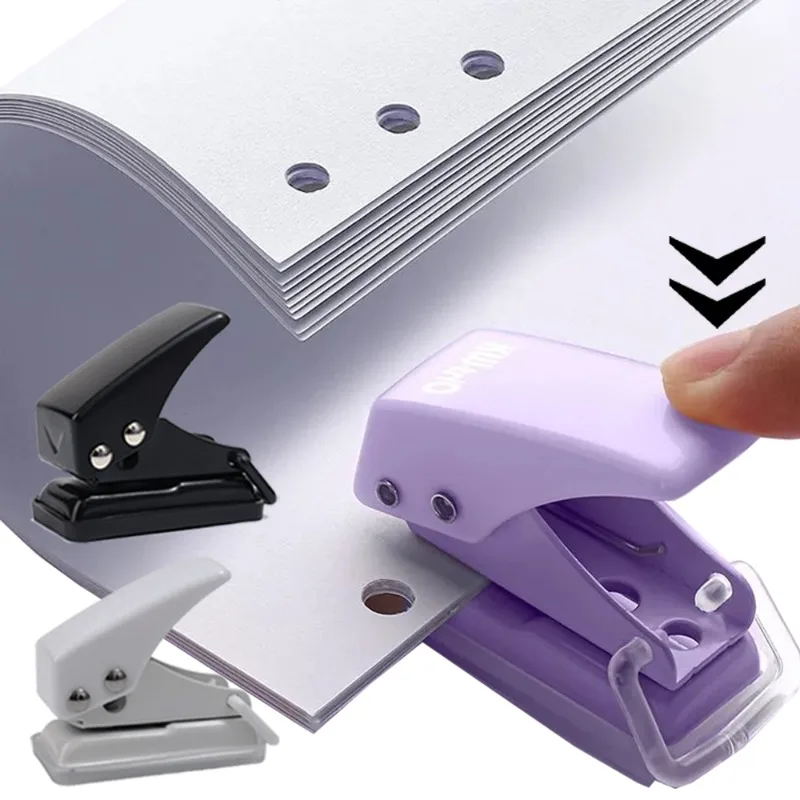 Single Hole Puncher Adjustable Punch with Plastic Book Binding Binders Cute Portable Office Supplies Office Metal Mini Tools