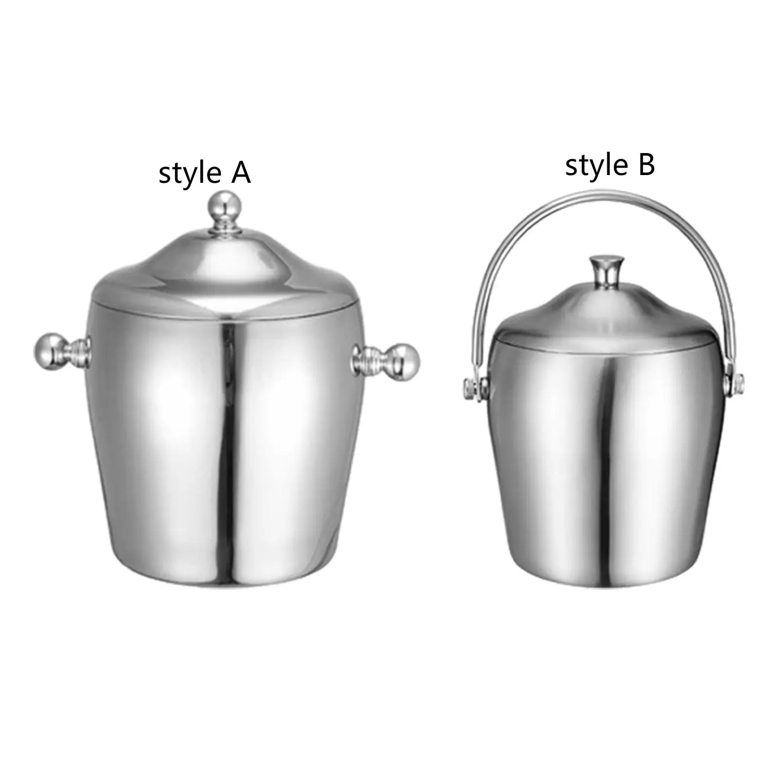 Double Layer Ice Bucket Portable Insulated Stainless Steel Beverage Tub with Handle for Bright Champagne Bar Home Use