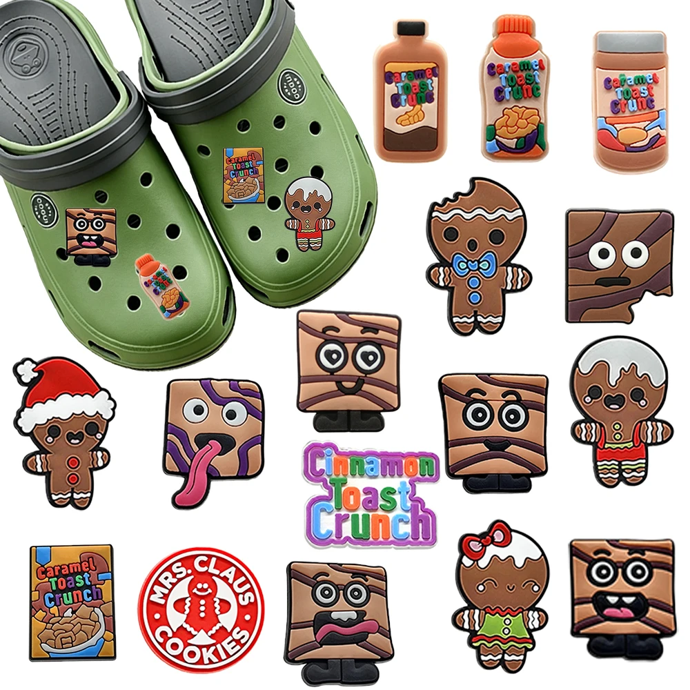 1-16pcs Cartoon Snacks Biscuit Drinks Series PVC Shoe Charms Accessories DIY Detachable Waterproof Shoes Accessories Gifts