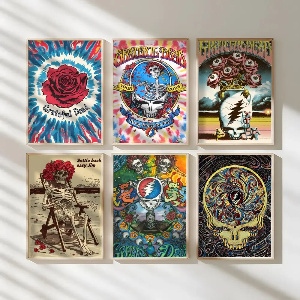 American Rock Band Grateful D-Dead Poster Waterproof Canvas Art Wrinkle Free Wall Hanging For Home Living Room Bedroom Decor