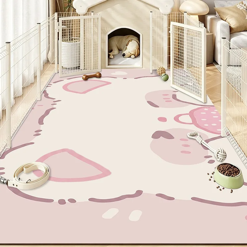 Cartoon Pet Rug Waterproof Urine-proof Scrubable Washable Rugs Cat Dog Kennel Fence Floor Mat Pvc Leather Mats Carpet Tapete 카페트
