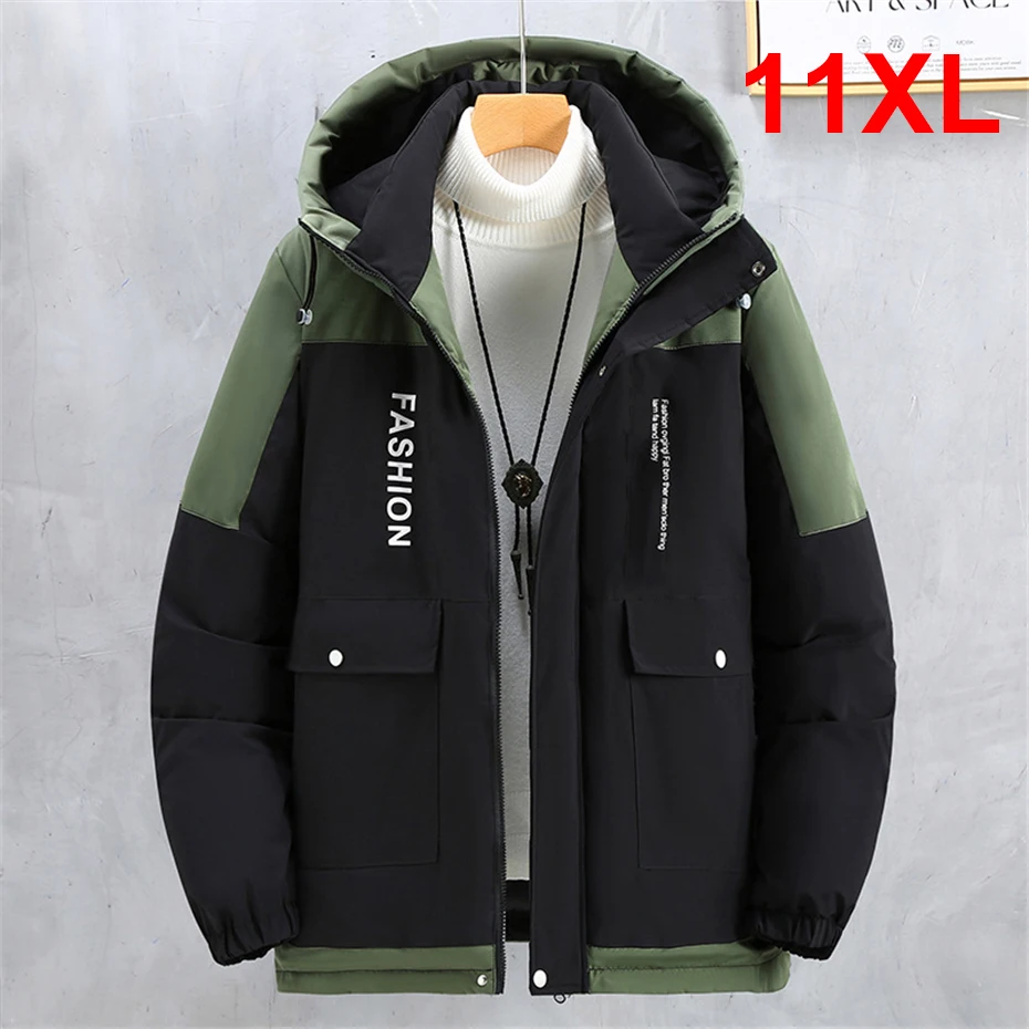 

Cargo Parkas Men Winter Thick Windbreak Jacket Plus Size 10XL 11XL Fashion Casual Camping Jacket Coat Male Hooded Parkas