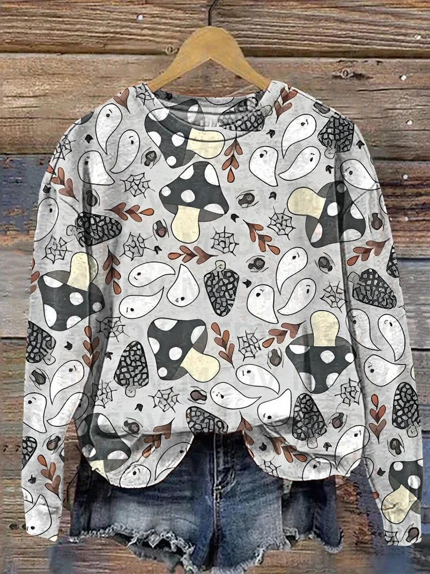 Halloween Pumpkin Daisies Casual Print Sweatshirt 3D Printed Women Casual Pullover