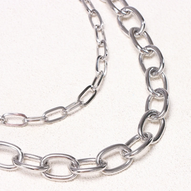 Elephant Pants Chain with Layered Bold and Fine-Link Strands, Silver-Tone Metal Accessory with Two Clasps for Jeans and Y08E