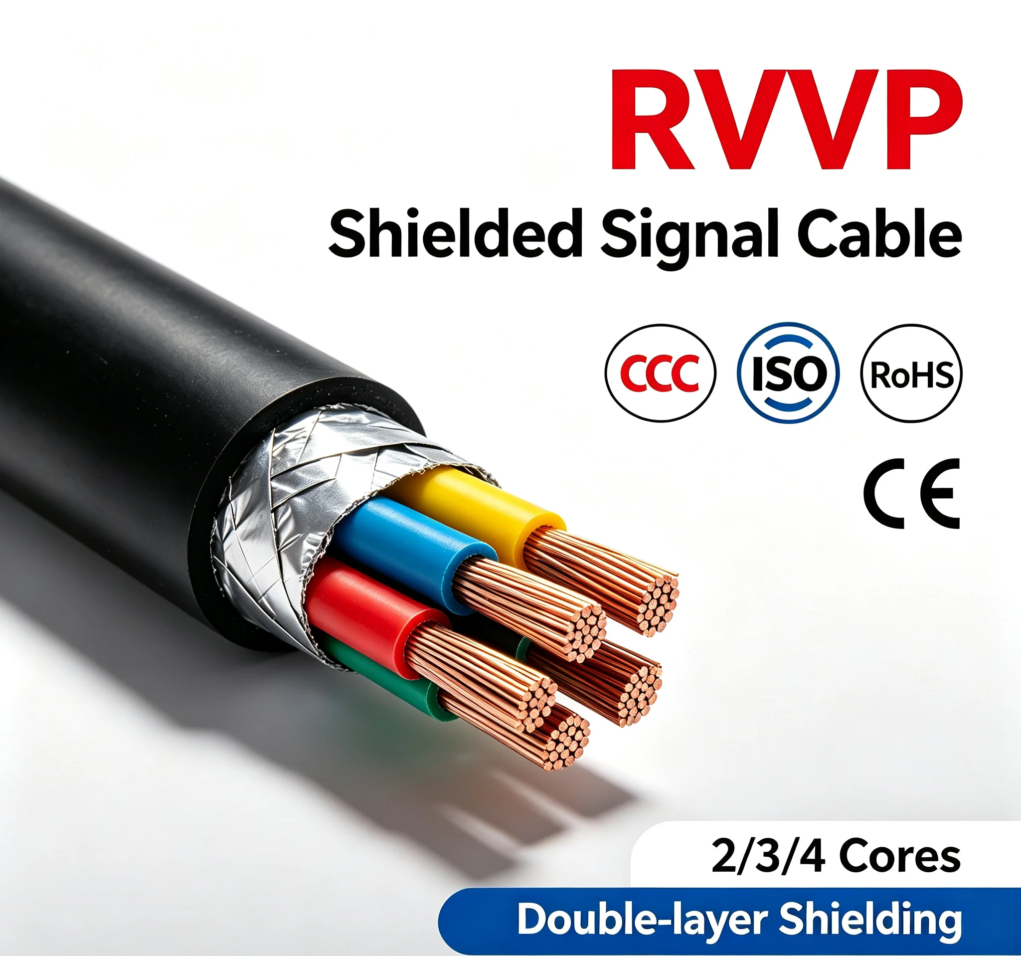 Shielded cable 18AWG 2/3/4/5/8 core 26/24AWG 22AWG/20AWG 10-24 core shielded wire Pure copper RVVP control wire signal wire