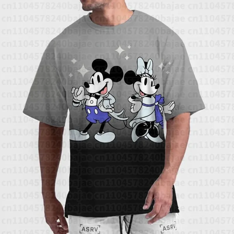 

2025-26 Summer Disney Summer Men Mickey Mouse Pattern T-Shirt Fashion Tops Tees Male Cartoon Clothing Casual Outfit Streetwear
