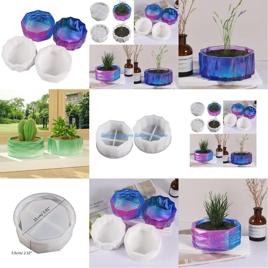 

573b Держатель ручки плесени силиконовый сочный цветочный растение винтажное плесени бетонный цемент