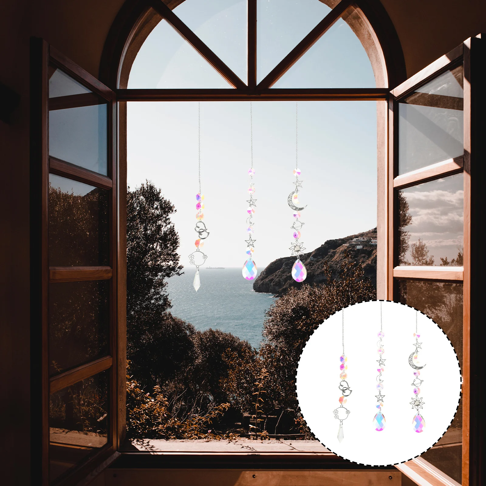 

3Pcs Crystal Light Hanging Decor Pendant Classic Ceiling Fan Pull Chain Home Decor Fashion Pendant Warm Atmosphere