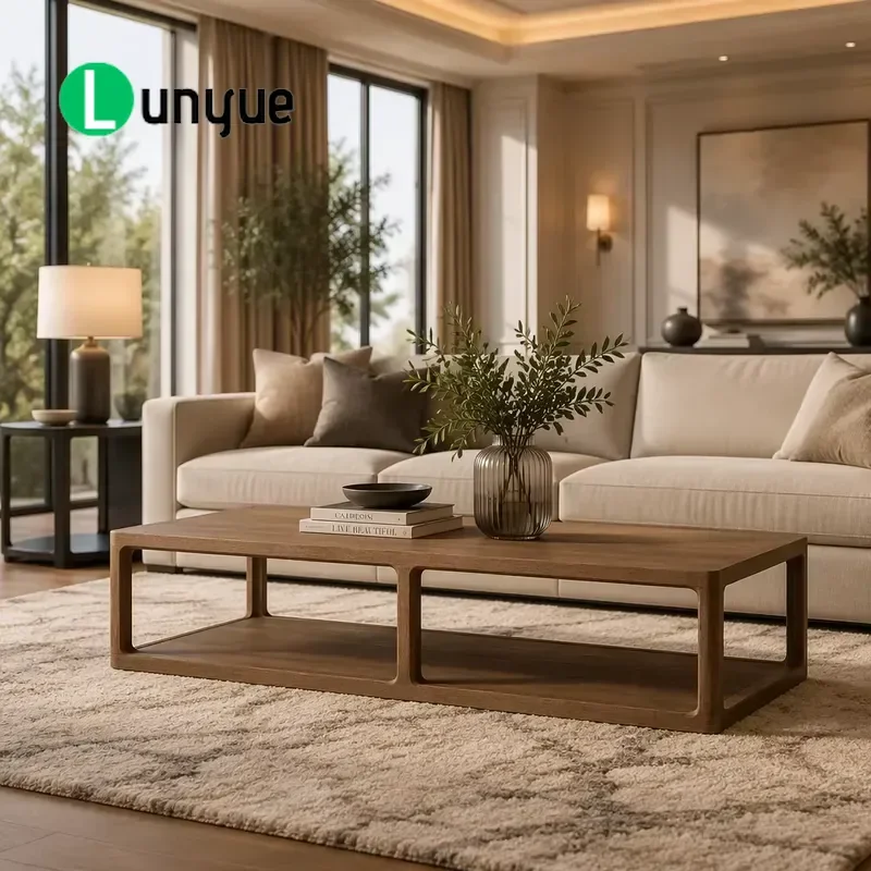 Customizable Modern Handmade Solid Oak Wood Coffee Table Living Room Furniture Durable Natural Grain Interior Decor