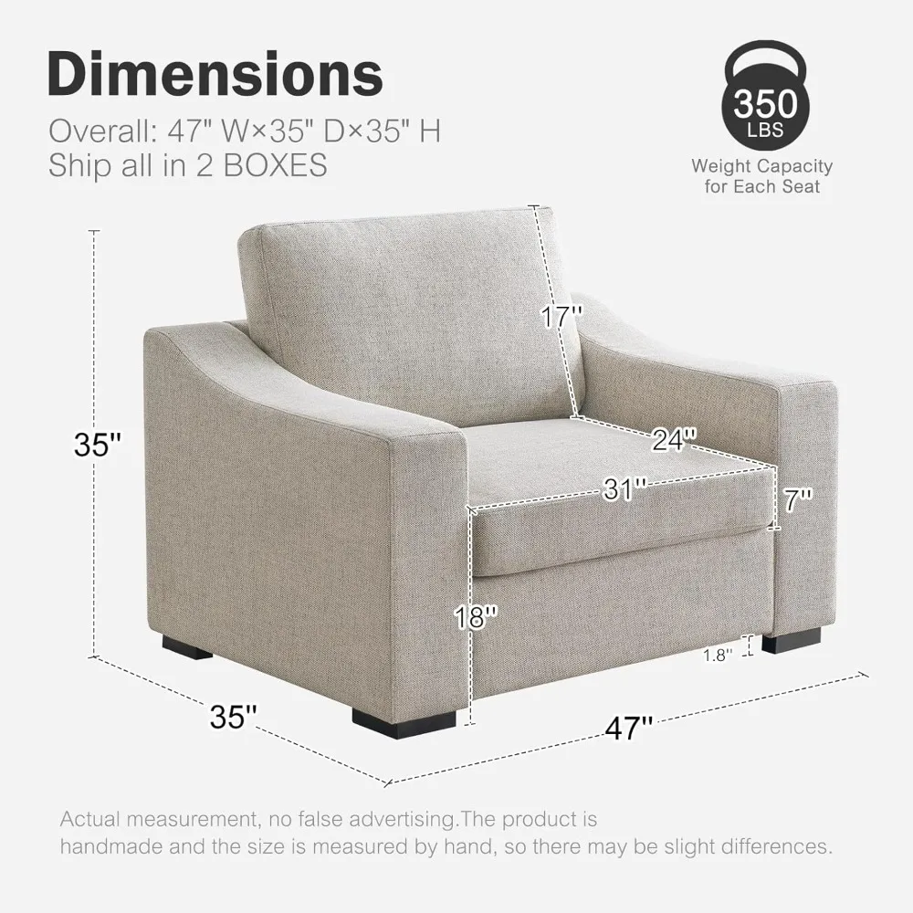 كرسي ABCASA كبير الحجم بقدرة 47 وات، كرسي أريكة منجد مريح مع مقعد كبير ومسند ذراع واسع، صالة حديثة صديقة للحيوانات الأليفة #2