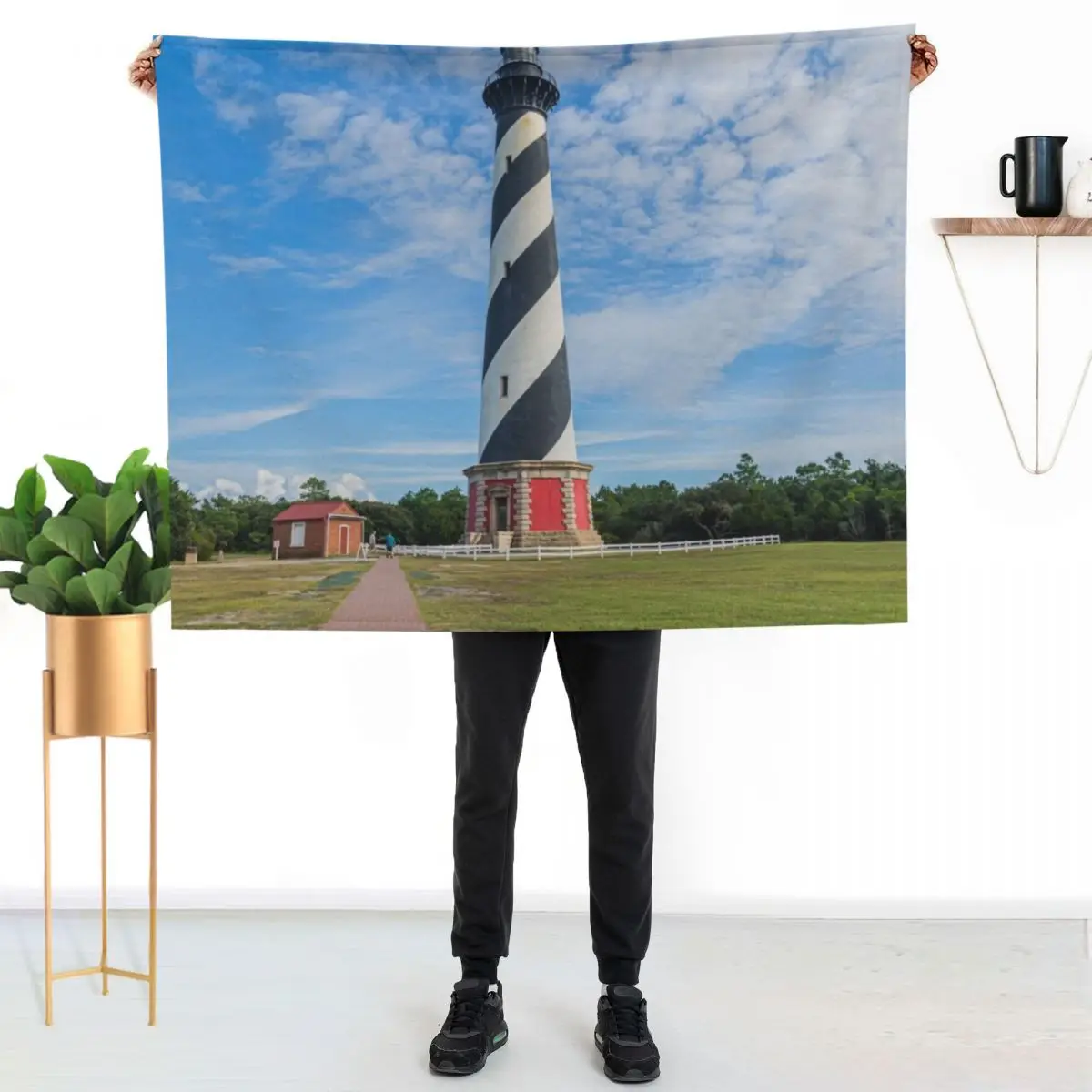 

Cape Hatteras Lighthouse Throw Blanket Warm Plush Fuzzy Blanket for Living Room
