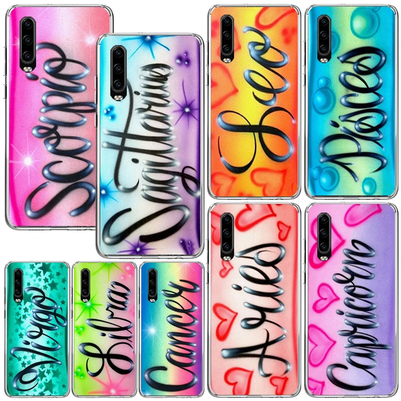 Aries Leo Libra Pisces Virgo Capricorn Phone Case For Huawei P30 P40 P20 P10 Lite Mate 20 10 Pro Y5 Y6 Y7 Y9S P Smart Z Fundas B